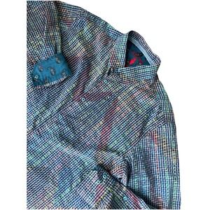 VISCONTI SIGNATURE SERIES Abstract‎ Geometric Mens Large Shirt Flip Cuff Paisley